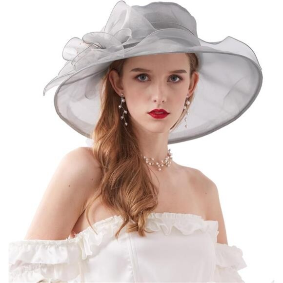 Accessories - Kentucky Derby Hats - Organza Hat Fascinator Hat Grey2